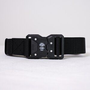 y2k tactical buckle black canvas belt — techwear street style
